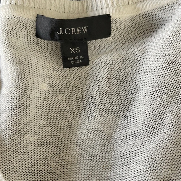 J Crew White Linen Blend V Neck Long Sleeves Side Buttons Sweater size XS - Picture 3 of 8